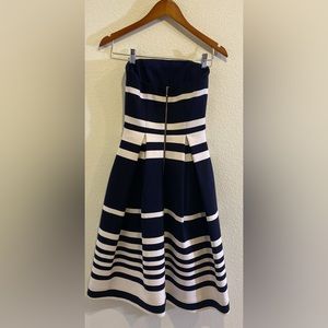 NICHOLAS “Corsica” A-Line Dress, Blue + White